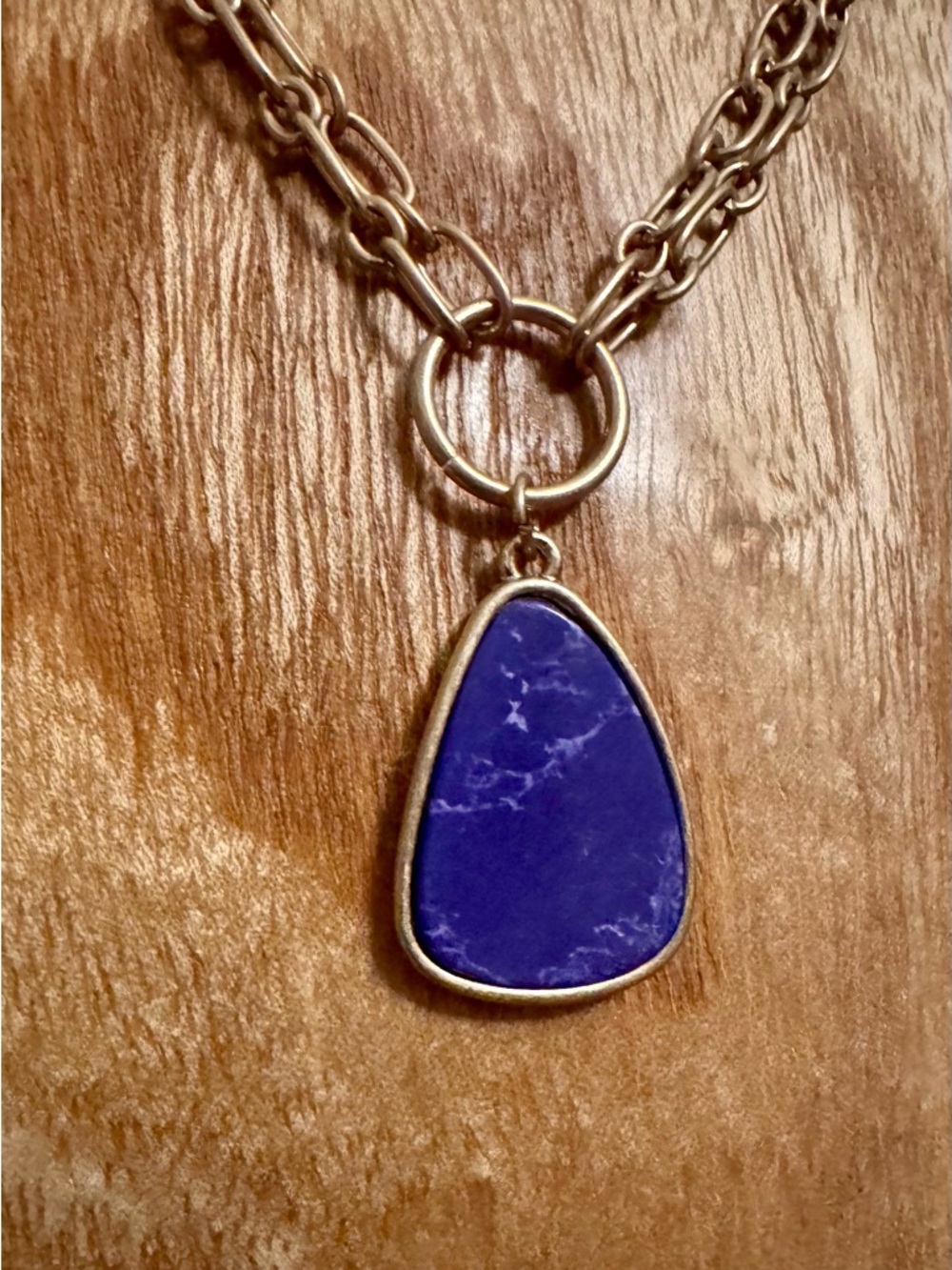 Plunder Lapis Lazuli Color Set Necklace & Bracelet Set Gold Tone New in Package - Picture 3 of 10